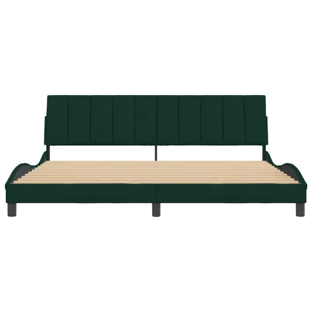 Cadre de lit sans matelas Hanko vert foncé 200x200 cm velours