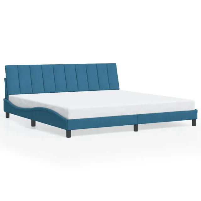 Cadre de lit sans matelas Hanko bleu 200x200 cm velours