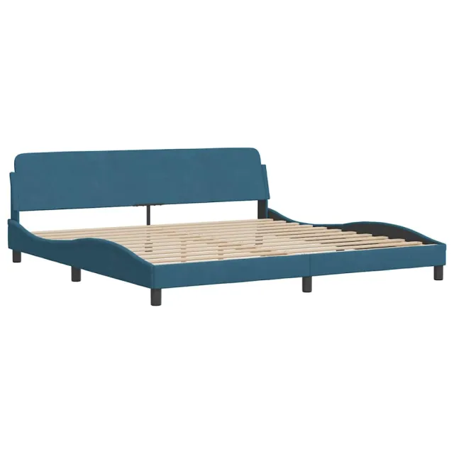Cadre de lit sans matelas Hanko bleu 200x200 cm velours