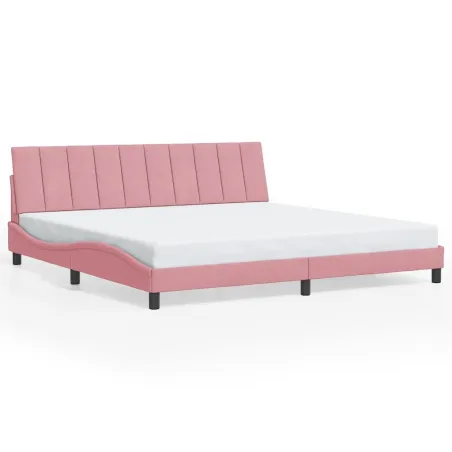 Cadre de lit sans matelas Hanko rose 200x200 cm velours