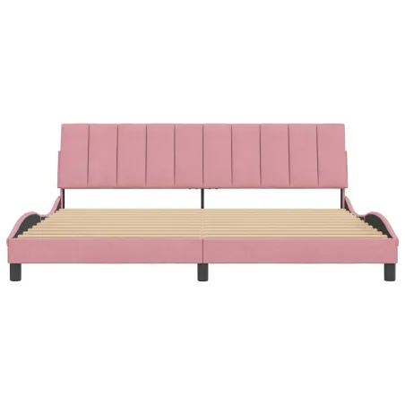 Cadre de lit sans matelas Hanko rose 200x200 cm velours