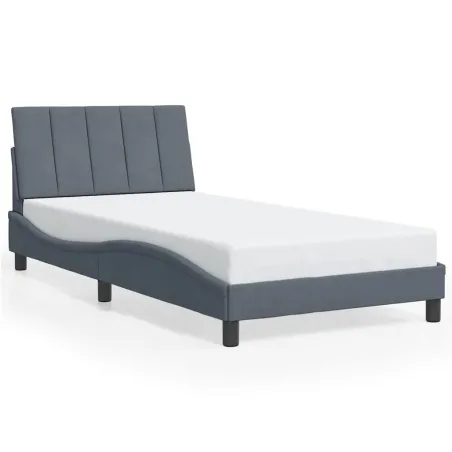 Cadre de lit sans matelas Hanko gris foncé 100x203 cm velours