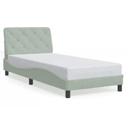 Cadre de lit sans matelas gris clair 80x200 cm velours 2