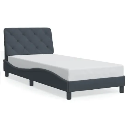 Cadre de lit sans matelas gris foncé 80x200 cm velours 2