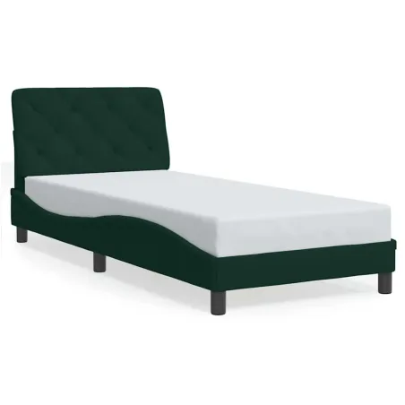 Cadre de lit sans matelas vert foncé 80x200 cm velours