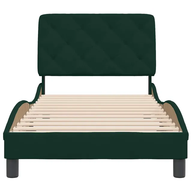 Cadre de lit sans matelas vert foncé 80x200 cm velours