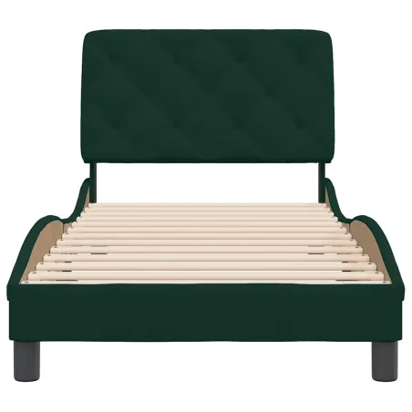 Cadre de lit sans matelas vert foncé 80x200 cm velours