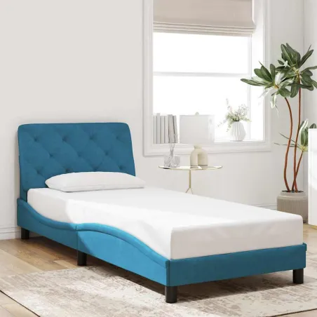 Cadre de lit sans matelas bleu 80x200 cm velours