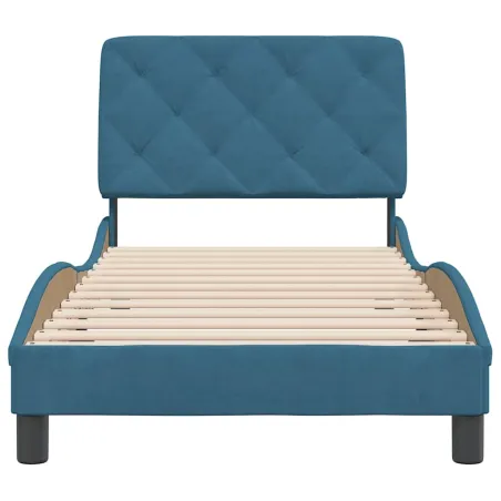 Cadre de lit sans matelas bleu 80x200 cm velours