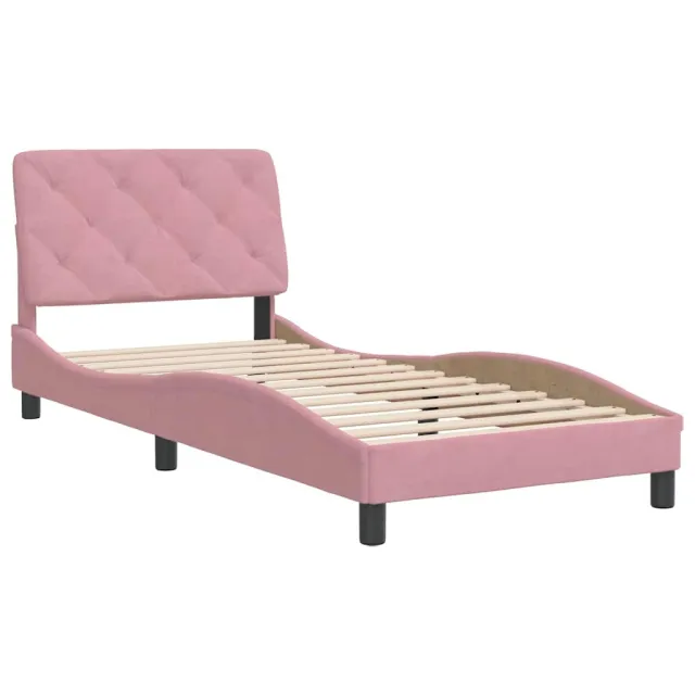 Cadre de lit sans matelas rose 80x200 cm velours