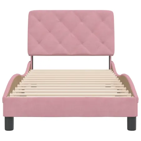 Cadre de lit sans matelas rose 80x200 cm velours