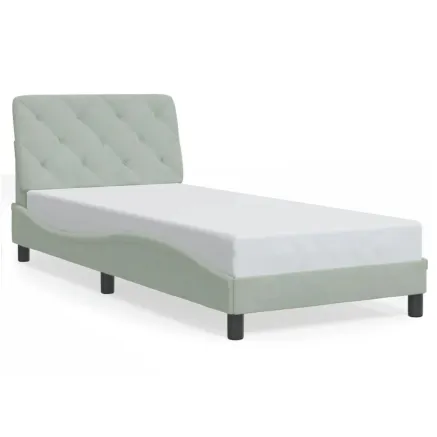 Cadre de lit sans matelas gris clair 90x190 cm velours 2