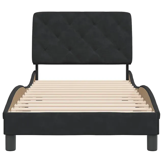 Cadre de lit sans matelas noir 90x190 cm velours