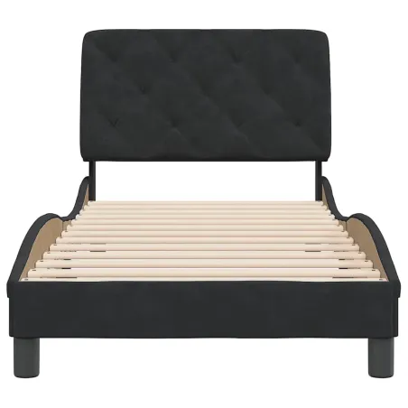 Cadre de lit sans matelas noir 90x190 cm velours