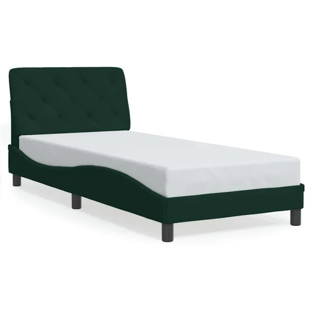 Cadre de lit sans matelas vert foncé 90x190 cm velours