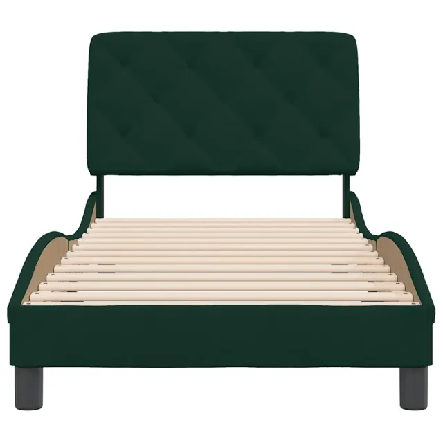 Cadre de lit sans matelas vert foncé 90x190 cm velours