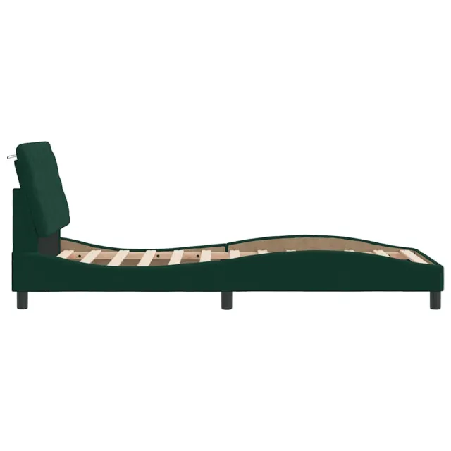 Cadre de lit sans matelas vert foncé 90x190 cm velours