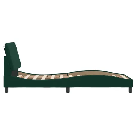 Cadre de lit sans matelas vert foncé 90x190 cm velours