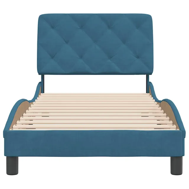 Cadre de lit sans matelas bleu 90x190 cm velours