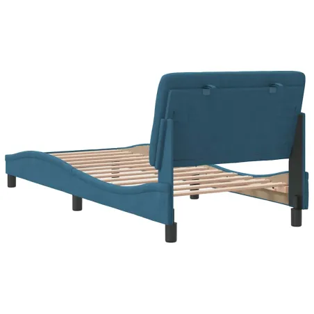 Cadre de lit sans matelas bleu 90x190 cm velours