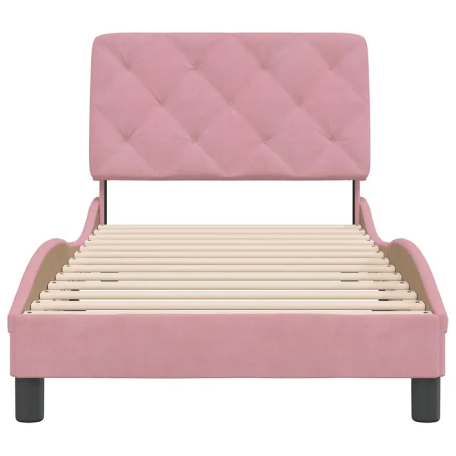 Cadre de lit sans matelas rose 90x190 cm velours