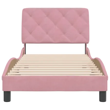 Cadre de lit sans matelas rose 90x190 cm velours