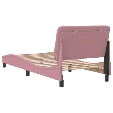 Cadre de lit sans matelas rose 90x190 cm velours