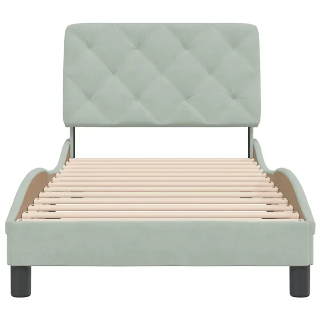 Cadre de lit sans matelas gris clair 90x200 cm velours