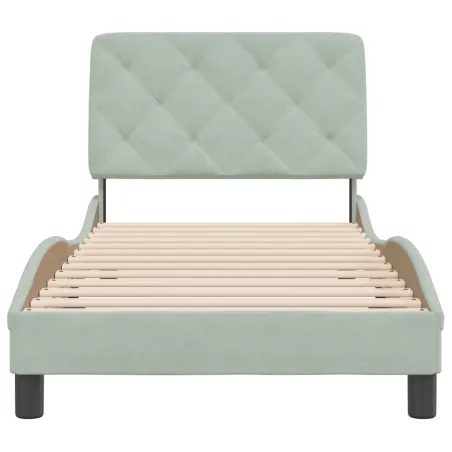 Cadre de lit sans matelas gris clair 90x200 cm velours