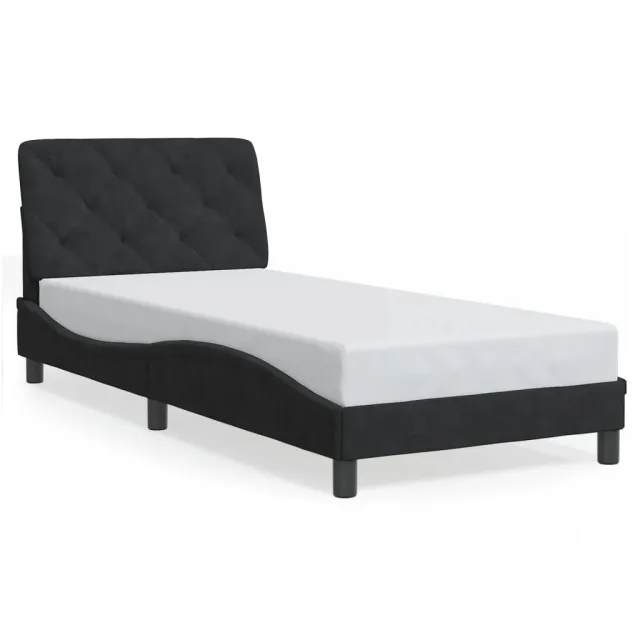 Cadre de lit sans matelas noir 90x200 cm velours
