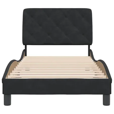 Cadre de lit sans matelas noir 90x200 cm velours