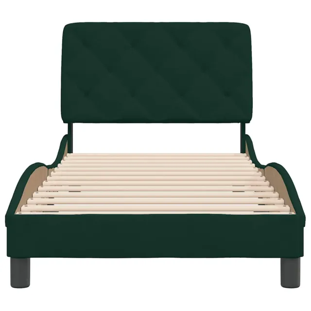 Cadre de lit sans matelas vert foncé 90x200 cm velours