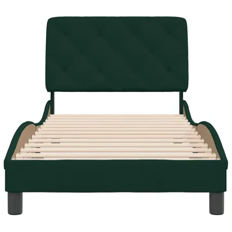 Cadre de lit sans matelas vert foncé 90x200 cm velours