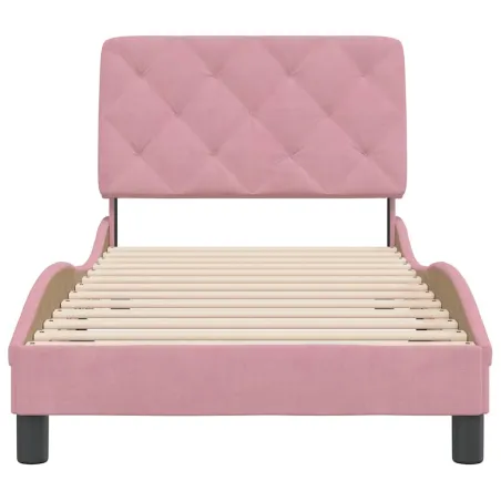 Cadre de lit sans matelas rose 90x200 cm velours