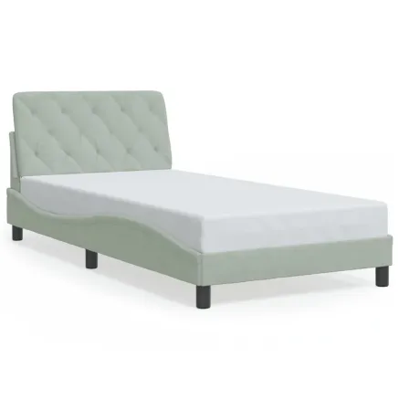 Cadre de lit sans matelas gris clair 100x200 cm velours 2