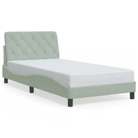 Cadre de lit sans matelas gris clair 100x200 cm velours