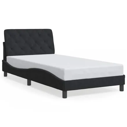 Cadre de lit sans matelas noir 100x200 cm velours 2