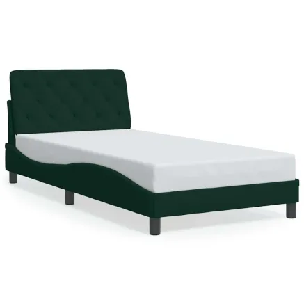 Cadre de lit sans matelas vert foncé 100x200 cm velours 2