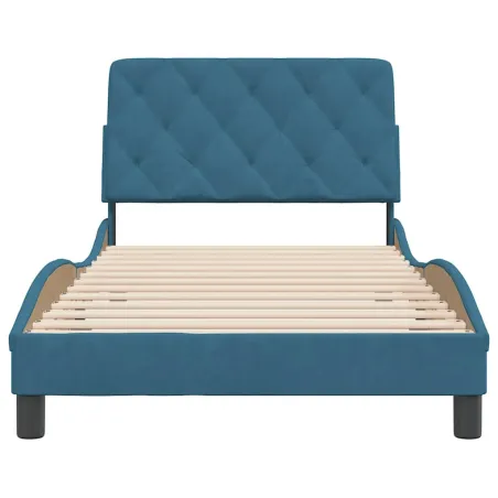 Cadre de lit sans matelas bleu 100x200 cm velours