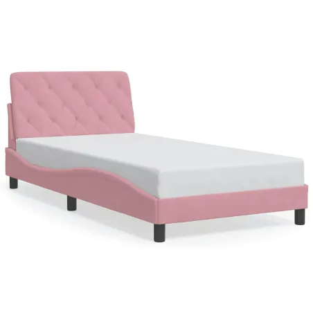 Cadre de lit sans matelas rose 100x200 cm velours