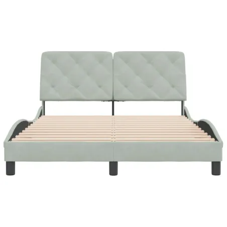 Cadre de lit sans matelas gris clair 120x200 cm velours