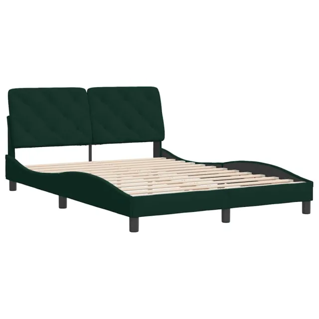 Cadre de lit sans matelas vert foncé 120x200 cm velours