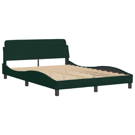 Cadre de lit sans matelas vert foncé 120x200 cm velours