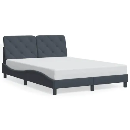 Cadre de lit sans matelas gris foncé 140x190 cm velours 2