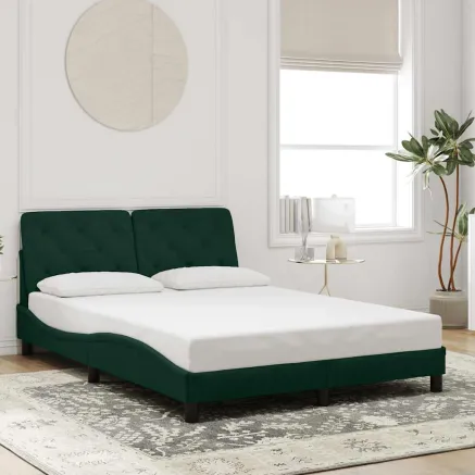 Cadre de lit sans matelas vert foncé 140x190 cm velours