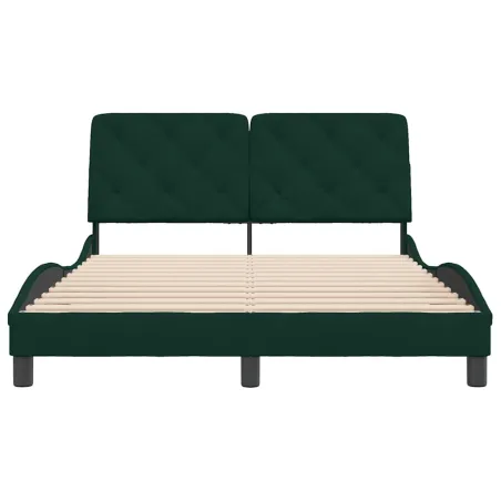 Cadre de lit sans matelas vert foncé 140x190 cm velours