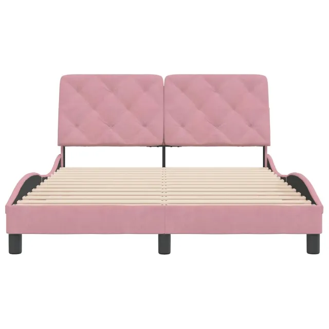 Cadre de lit sans matelas rose 140x190 cm velours