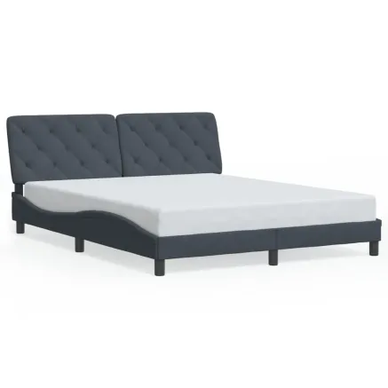 Cadre de lit sans matelas gris foncé 160x200 cm velours 2