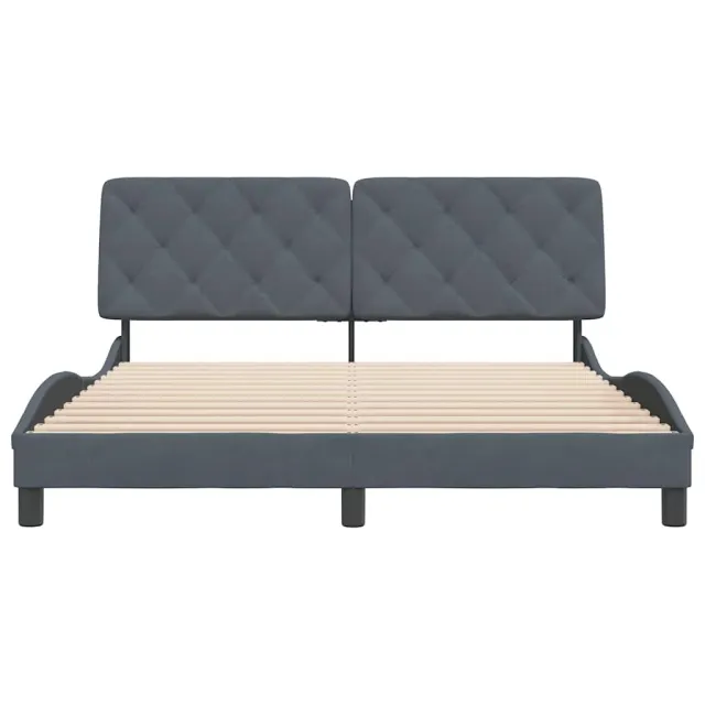 Cadre de lit sans matelas gris foncé 160x200 cm velours