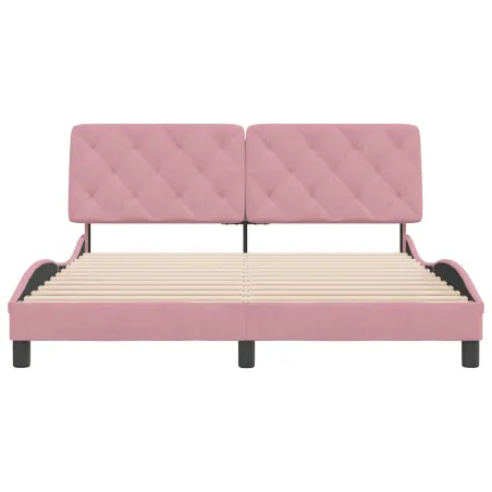 Cadre de lit sans matelas rose 160x200 cm velours